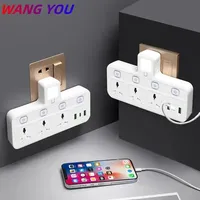 Multiprise UE/UK avec 3 prises CA, 2 ports USB et 1 port Type-C à charge rapide, interrupteurs individuels, adaptateur mural universel