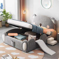Mobilier moderne pour chambre à coucher Cadre de lit King Size pour enfant avec rangement et toboggan Lits en forme d'ours et d'animal pour les enfants