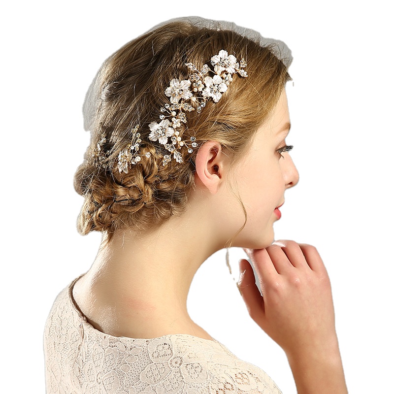 Женская свадебная повязка на голову, украшение для волос с жемчужинами и кристаллами