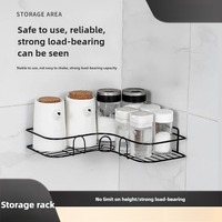 Étagère de rangement murale en métal sans perçage, étagère d'angle triangulaire pour salle de bain, pour vaisselle