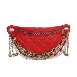 <span class=keywords><strong>Riñonera</strong></span> de piel sintética con encaje de perlas para mujer, Cangurera bordada, bolso de hombro - Product Image 4