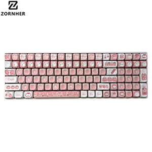 Teclado Mecánico ZORNHER ZH100 Strawberry Bunny, Color Rosa Crema, Interruptor Inalámbrico Tri-Modo, Silencioso, para Oficina - Product Image 1