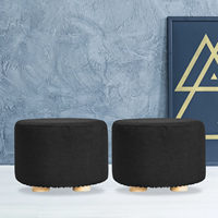 À la mode doux tissu pouf noir pas cher Accent rond repose-pieds pouf repose-pieds rembourré petit siège avec des jambes antidérapantes