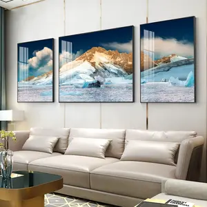 Hotel lobby decorative painting living room triptych modern simple hanging painting sofa background wall landscape painting