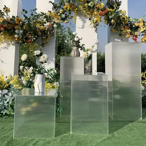 Socle carré Transparent en acrylique pour décoration de mariage, socle pour gâteau, Set de Table à Dessert