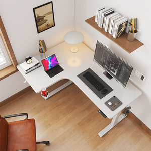 Wooden Modular Telescopic Metal Office <strong>Desk</strong> Electric Height Adjustable One Motor 2-Stage L-Shaped Ergonomic <strong>Computer</strong> Game <strong>Desk</strong> - Product Image 2