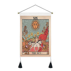 35*50cm <span class=keywords><strong>Tarot</strong></span> karte Phase Quaste Wandteppich Vintage Mysterious Bohemian Moon Sieben Chakra Tier Stoff Benutzer definierte Wandteppich - Product Image 3