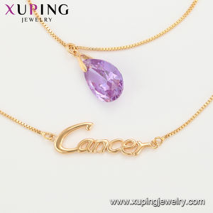 46650 Xuping jóias moda venda quente de alta qualidade elegante 18K ouro personalidade diamante cadeia <span class=keywords><strong>Cancer</strong></span> colar para a mulher - Product Image 4