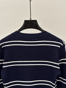 Suéter Cárdigan de Punto de Alta Calidad para Mujer, Manga Larga, Cuello en V, Botones, Rayas, para Primavera y Otoño, Estilo Casual - Product Image 6