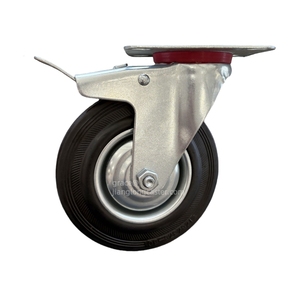 <strong>3</strong>/<strong>3</strong>.5/4/5/6/8/10 Inch Heavy Duty Fixed Black <strong>Rubber</strong> Industrial Caster <strong>Wheel</strong> Rotating Castor <strong>Wheel</strong> With Brake Trolly <strong>Wheels</strong> - Product Image 1