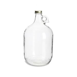 Botellas de vidrio transparente de 1,75 litros con asas y cierres negros a prueba de manipulaciones con inserciones de vertido para licores, vinos, aceites - Product Image 5