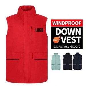 Gilet d'hiver unisexe de haute qualité avec logo, vente en gros OEM ODM, col montant, sans manches, vêtement d'extérieur chaud pour hommes - Product Image 1