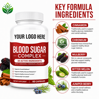 Capsules Équilibre Glycémique Sain Cannelle Chrome Feuille de Mûrier Soutien Métabolique du Glucose à Base de Plantes 20 Ingrédients Actifs OEM