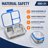 Boîte à bento Risheng en acier inoxydable à 3 compartiments avec couvercle en plastique mignon pour enfants, adultes et nouveau-nés, micro-ondable, chauffable, compatible lave-vaisselle, sans BPA