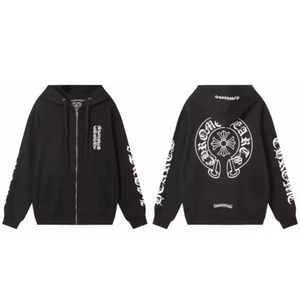 <span class=keywords><strong>Felpa</strong></span> <span class=keywords><strong>con</strong></span> cappuccio in maglia Chrome for Casual Heart <span class=keywords><strong>con</strong></span> cerniera, 100% cotone, tinta unita, stampa digitale, vestibilità regolare per la stagione invernale - Product Image 3