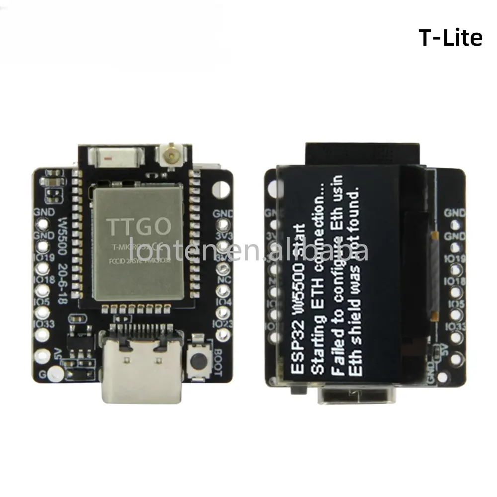 Placa de programación USB tipo C OLED, módulo inalámbrico WiFi BT, TTGO t-lite W5500 ESP32, Chip maestro SSD1306 de 0,96 pulgadas