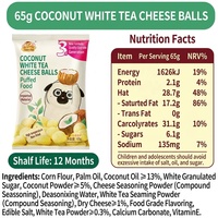 65g Snacks de céréales semi-mous gonflés, sans graisses trans, saveur noix de coco et thé blanc, en forme de chien mignon, personnalisables, vente en gros pour KTV et fêtes