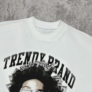 Camiseta con estampado de hombros caídos personalizada de diseñador, ropa de calle, camisetas gráficas informales, Camiseta de algodón de gran tamaño de alta calidad - Product Image 4