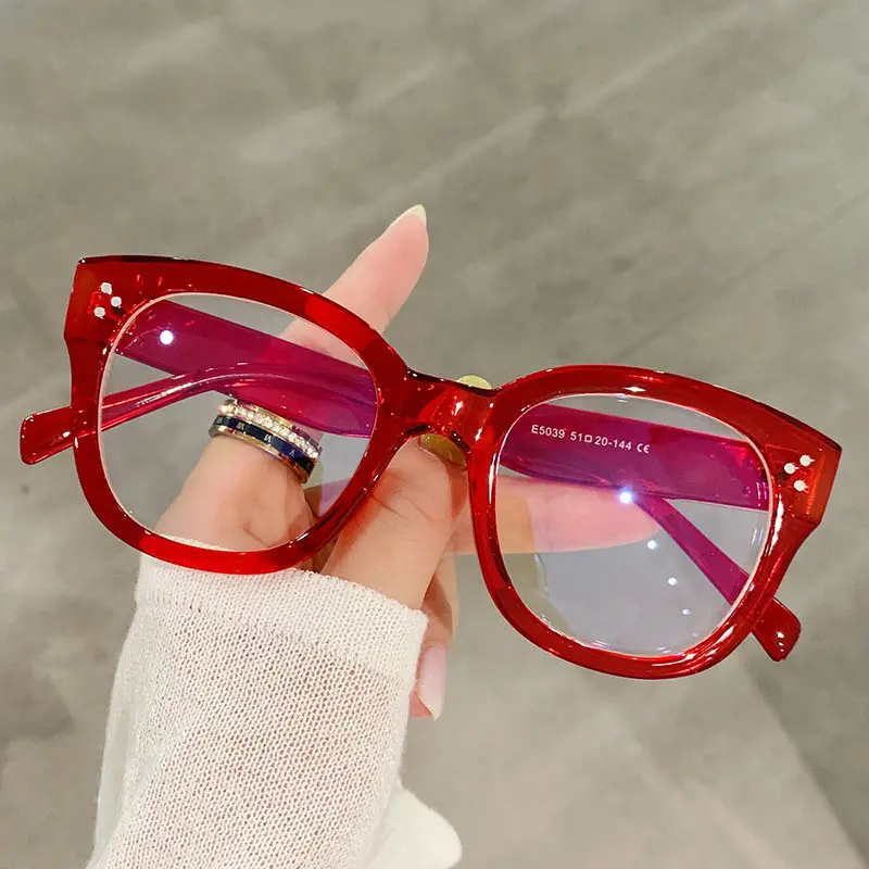 5039 nuovi arrivi occhiali da vista cornice quadrata anti luce blu lente ottica occhiali da lettura donna vintage occhiali da vista in plastica all'ingrosso