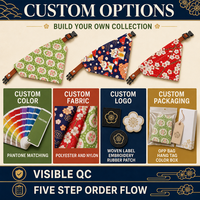 Collier et Bandana pour Chien en Similicuir Polyester Imprimé Japonais Écologique, Faible MOQ, Vente en Gros, Cadeau Photo d'Halloween pour Chiens et Chats, Usage Quotidien