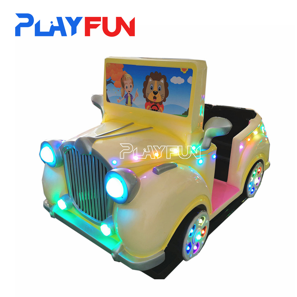 PlayFun 2 Player Car Interactive Kiddie Rides Travel Car Coin Token Operated Cartoon Kids Video Game Machine