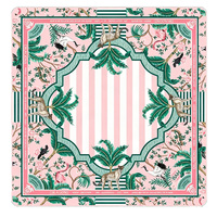 Tapis de Mahjong Rose Vif Personnalisé de 31,5 Pouces - Tapis Antidérapant et Imperméable à Imprimé Léopard Charleston Cocktail Party pour Jeux Américains