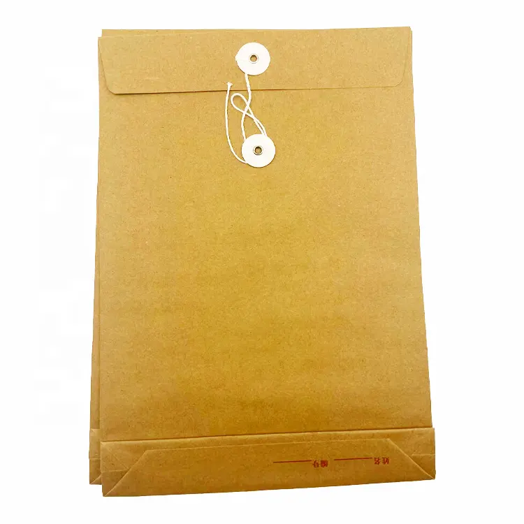 Wholesale Oem A4 Biodegradable Recycled Brown Paper Envelopes Ppaer Packaging Bag With Rope