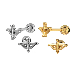 Pendientes Románticos de Acero Quirúrgico 316L con Diseño de Arco y <span class=keywords><strong>Flecha</strong></span>, Baño de Oro PVD, Joyería para Piercing de <span class=keywords><strong>Tragus</strong></span> y Hélix - Product Image 6