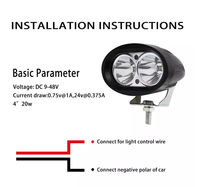 Nouvelle lampe de travail ovale tout-terrain 20W pour voiture, 9 LED CREE à faisceau spot, indice IP68, durée de vie de 50 000 heures, durable
