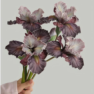 BF-IR03 Fleurs artificielles <span class=keywords><strong>Iris</strong></span> Alice en PU, effet toucher réel, 2 têtes, blanc, bleu, violet, qualité supérieure, vente en gros - Product Image 1