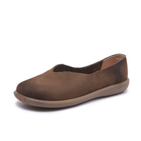Nouvelles chaussures plates décontractées en cuir véritable pour femmes, antidérapantes, confortables, style rétro, pour un usage quotidien