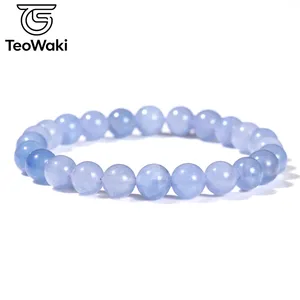 TeoWaki Gelang Elastis Manik-manik Batu Alam Bulat Dipoles 8Mm Pilihan Warna Beragam Hadiah Liburan Perhiasan Fashion Harian Terbaik - Product Image 2