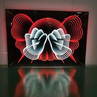 Miroir infini en acrylique LED 3D personnalisé avec design personnalisable et couleurs multiples pour la décoration de la maison, du bar, du studio, de la voiture et de l'entreprise
