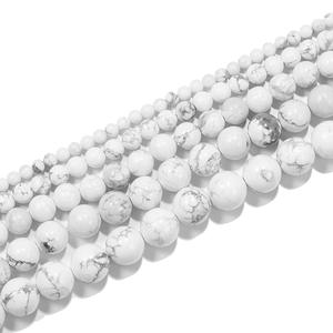 Cuentas sueltas de piedra turquesa de howlita Natural de 4/6/8/10/12mm, cuentas sueltas de piedras preciosas redondas de piedra Natural para fabricación de joyas DIY - Product Image 5