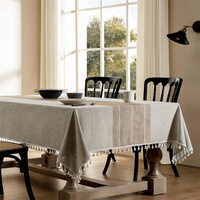 Nappe et serviettes de table en lin 100 % tissé, imperméables, infroissables, style européen, personnalisables, pour la décoration de la salle à manger