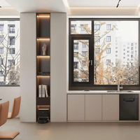 Ventana Abatible Moderna de Aluminio con Rotura de Puente Térmico, Eficiente Energéticamente, Aislamiento Térmico, Doble Acristalamiento Templado Low-E 6063 T5 para Villa