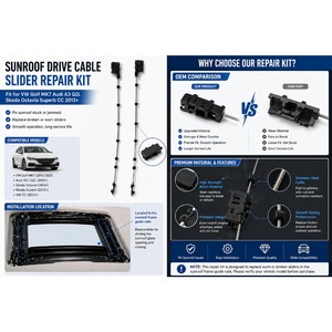 Kit <span class=keywords><strong>de</strong></span> reparación del soporte deslizante del cable <span class=keywords><strong>de</strong></span> accionamiento del techo corredizo 5G6877307B 8V3877049 para VW Golf MK7 Audi A3 Q2L Skoda Octavia Superb CC 2013+ - Product Image 2