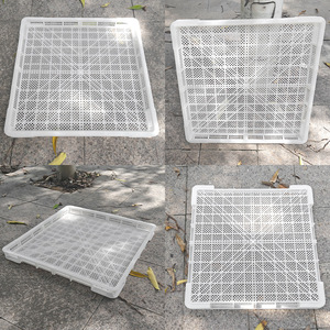 Plastic Freezing <b>Basket</b> 63.5X63.5X5.8 Cm Square White <b>Stackable</b> Drying Tray For Fruit Vegetable Food Storage - Product Image 1