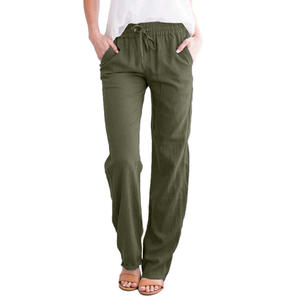 Femmes printemps été coton <span class=keywords><strong>lin</strong></span> décontracté cordon cordon grande taille <span class=keywords><strong>pantalon</strong></span> en gros européen américain coton <span class=keywords><strong>lin</strong></span> <span class=keywords><strong>pantalon</strong></span> - Product Image 4