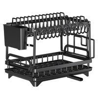 Égouttoir à vaisselle multifonctionnel en fonte, double niveau, réglable, étanche, pour le rangement des bols, assiettes et baguettes