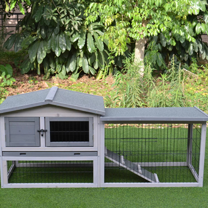 Fabbrica diretta in legno conigliera per interni ed esterni gabbia di coniglio con vassoio estraibile e rampa in legno, impermeabile gabbie per porcellini d'India - Product Image 5