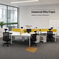 Poste de travail modulaire moderne à 3 places, 120 degrés, pour projets de bureaux commerciaux, certifié Green Guard, garantie 6 ans, personnalisable