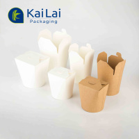 Boîte de nouilles biodégradables à emporter papier kraft portable déjeuner spaghetti boîte d'emballage carton alimentaire recyclé seau à fond rond