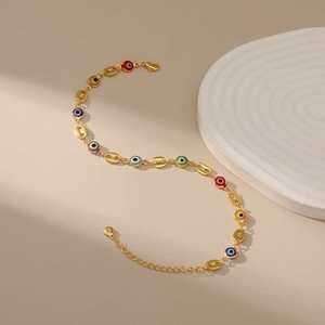 Chaîne <span class=keywords><strong>de</strong></span> <span class=keywords><strong>cheville</strong></span> réglable en alliage <span class=keywords><strong>de</strong></span> cuivre plaqué or 18 carats, maillons multicolores en forme <span class=keywords><strong>de</strong></span> grains <span class=keywords><strong>de</strong></span> café, bijou <span class=keywords><strong>de</strong></span> pied bohème porte-bonheur pour femme, cadeau idéal pour la plage - Product Image 3