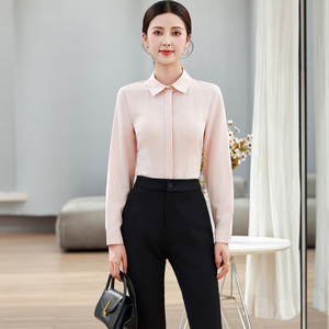 Kemeja Wanita Formal Kantor Warna Solid Berkualitas Tinggi untuk Bisnis, Penjualan, Hotel, dan Kerja Sehari-hari - Product Image 6