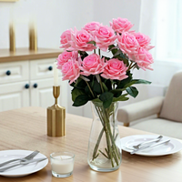 Fleurs artificielles, fausses roses en soie à longues tiges pour bouquets de mariage DIY, centres de table, décorations de fête, de maison et de douche nuptiale