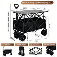Chariot de camping pliable d'extérieur, chariot utilitaire portable, chariot de pique-nique avec poignée pour l'extérieur, la plage, le jardin, le parc