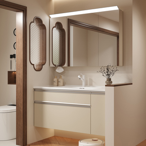 New Smart Solid Wood Bathroom Vanity Combo with Ceramic Basin Smart Mirror Lacquer Finish <b>Pull</b> Basket-Hospital Use - Product Image 3