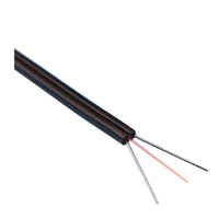 Buen rendimiento g657a Fibra óptica 1 núcleo 1km 2km 3km Tambor de madera contrachapada Ftth Cable de caída Cable de fibra óptica interior de modo único