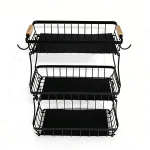 Étagère de rangement multifonctionnelle réglable à trois niveaux non pliable en fer pour le stockage de collations et de fruits - Product Image 3